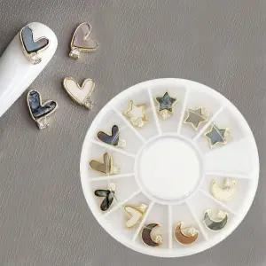 네일아트 럭셔리 대리석 달 별 하트 파츠 12개 세트 문 네일 스타스톤