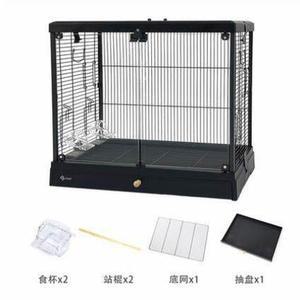 새장 앵무새 판 바퀴달린 흰색 철망 유리문 닭장 B6001