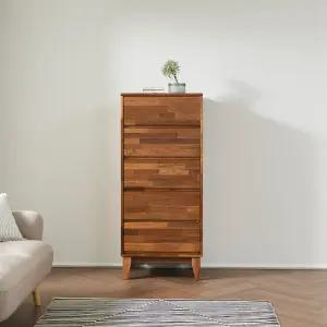 [우아미가구]모예 멀바우 원목 5단 서랍장 600