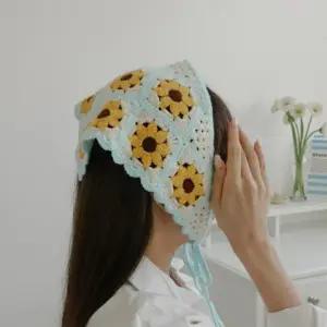 [신상오픈런]여성용 파스텔 썸머 해바라기 물결 삼각 두건 (33650068)