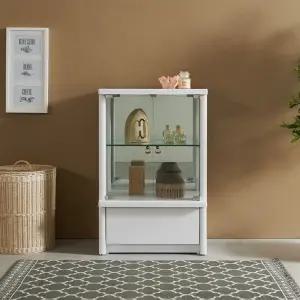 [우아미가구]린라 다용도 유리도어 2단 서랍 장식장 600