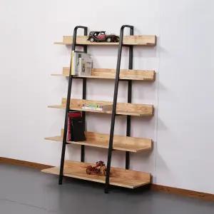 [우아미가구]보슬샘 철제 5단 1200 원목 선반 장식장