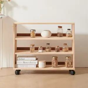 [우아미가구]유예 고무나무 원목 이동식 수납장 771