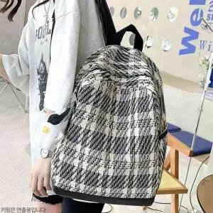 [라일리] Rly 체크 백팩 블랙 캐쥬얼백팩 여학생백팩 캐주얼백팩
