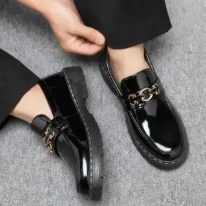 [라일리] Rly 정장구두 유광 남성 금장 클래식 플랫 로퍼