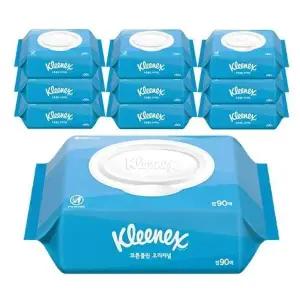 [크리넥스] 크리넥스 코튼클린 오리지널 물티슈 캡 90매 10팩