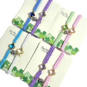 [라일리쥬얼리] Rly 행운 행복 자석 커플 팔찌 1세트 네잎 우정 아