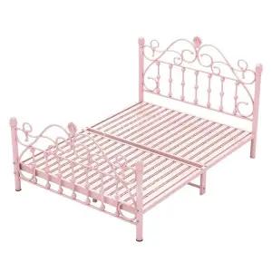침대 프레임 안방 유럽풍 공주님 테일 침실 플랫 핑크 크라운 매트리스 거치대