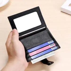 남녀공용 양면 소가죽 카드지갑 신분증 보관 카드수납 똑딱이지갑