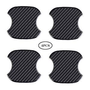 WORCAS 4Pcs 범용 3D 탄소 섬유 자동차 도어 핸들 페인트 스크래치 보호 스티커 자동 컵 패드(M)