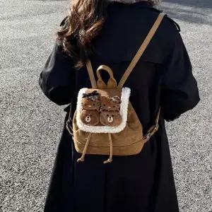 천진반 여성용 빈티지 데일리룩 가방 미니백 귀여운 캐릭터 배낭 캐쥬얼 여행 어처 스크럽 뽀글이 KUK5