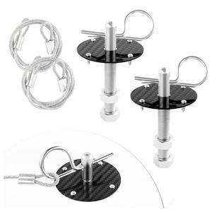 스테인리스 스틸 자동차 후드 핀 키트 - [새 업그레이드] 탄소 섬유 커버 빠른 해제 범용 외장 액세서리(탄소 블랙) u2026