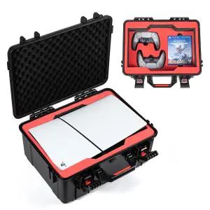 2023년형 새로운 PS5 슬림 충격 흡수 보호 방수 휴대용 케이스 PlayStation 5 콘솔(슬림) 컨트롤러 및 게임