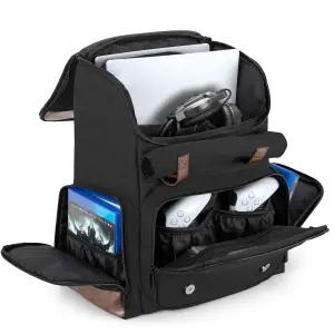 PS5/PS5 슬림/PS4/PS4 프로/PS4 슬림/Xbox One X/S와 호환되는 LoDrid 게임 백팩 포켓이 있는 15.6인치