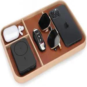 테이블 입구 프리미엄 PU 가죽 열쇠 시계 지갑 보석 등을 위한 세련되고 정돈된 다기능 트레이 SENENEN