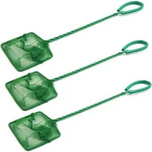 3pcs 3인치 와이드 나선형 손잡이 금속 프레임 어항 나일론 물고기 잡기 그물 수족관 와이어 메쉬 빠른