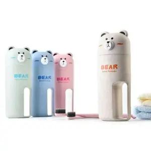 곰돌이모양 양치컵세트 휴대용 칫솔통_24641010