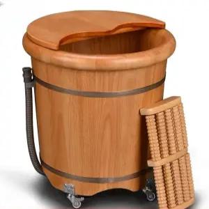 히노끼 족욕탕 우드 편백나무 각탕 바스켓 대야 배수 홈 스파 족욕기 목욕 힐링