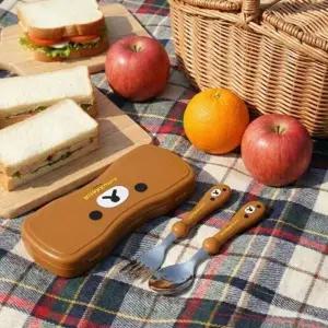 ( )리락쿠마 얼굴 뉴 스푼 포크 케이스 캐릭터 어린이 휴대용 수저 세트 커틀러리_24641448