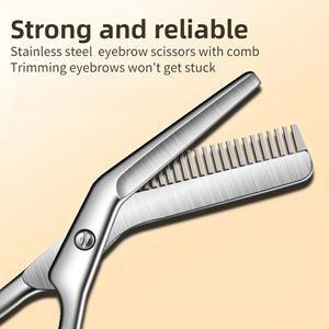 가용 스테인리스 눈썹 가위 정밀 만들기 저자극성 양손잡이 모양 인체공학적 손질 디자인