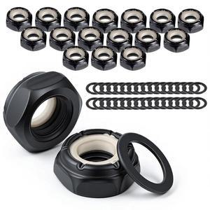 16 PCS 스케이트보드 와셔 트럭 너트 롤러 스케이트 하드웨어 스케이트보드-트럭 롱보드 액세서리(블랙)