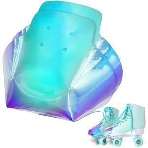 게이가 2피스 롤러 스케이트 토 가드 인조 가죽 쿼드 스케이트용 보호대(무지개 색상, 솔리드 패턴)