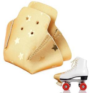 게이가 2피스 롤러 스케이트 토 가드 인조 가죽 쿼드 스케이트용 보호대(글리터 골드, 별 패턴)