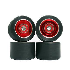 62mm 롤러 스케이트 휠 - ABEC-9 베어링이 장착된 알루미늄 합금 스피드 교체 휠(4팩)(블랙-레드)