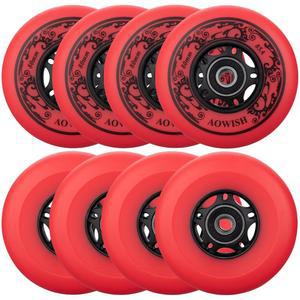 AOWISH 8팩 인라인 스케이트 교체 휠 85A 실외 아스팔트 포뮬러 롤러 블레이드 실내 베어링 ABEC-9 및 플로팅 스페이서