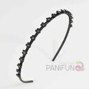 꽃 큐빅머리띠 블랙 여성머리띠 얇은헤어밴드 꽃무늬머리띠 예쁜머리띠 큐빅헤어밴드