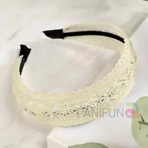 프릴 레이스머리띠 아이보리 넓은헤어밴드 헤어밴드머리띠 예쁜머리띠 프릴머리띠 헤어머리띠