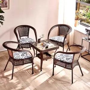 라탄 테이블 세트 실외 야외 테이블 테라스 발코니
