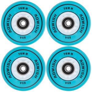 AOWISH 라이트 업 인라인 스케이트 휠, LED 롤러 플래시 야광 블레이드 교체 베어링 ABEC-9, 80mm 76mm 72mm, 파란색, 4팩