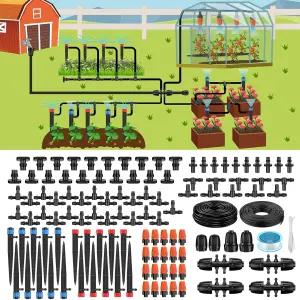 정원용 포플라이 드립 관개 시스템 1/2인치 및 1/4인치 튜브 조절 가능한 방출기 피팅 액세서리가 포함된