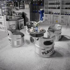 깡통테이블 세트 인더스트리얼 원형 복고풍 깡통 카페