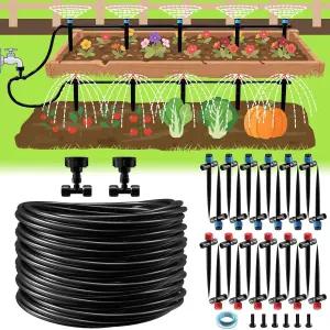 118피트 드립 관개 시스템 정원 급수 잔디밭 온실용 퀵 커넥트 키트 1/4인치 튜브가 있는 식물 방출기