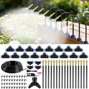 정원용 100피트 드립 관개 시스템 키트(17개 구리 노즐 1/4인치 튜브 포함) 정원 급수 식물 재배 침대 및