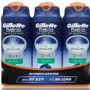 질레트 면도젤 면도크림 170g3개 쉐이빙젤 퓨전 프로글라이드 퓨어스포츠 2in1 쉐이빙폼(SH)