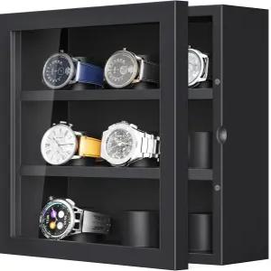 TJ.MOREE 9-슬롯 시계 디스플레이 케이스 월 마운트 나무 상자 수직 보관 남성용