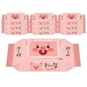 [돈잘버는집] 돈잘버는집 우리집 안심 물티슈 캡형 80매 10팩