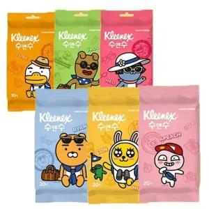 [크리넥스] 크리넥스 수앤수 카카오 휴대용물티슈 10매 6입
