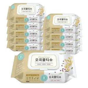 [깨끗한나라] 깨끗한나라 오곡물티슈 캡 100매 10팩