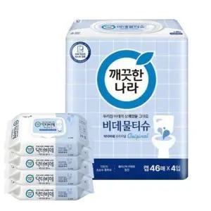 [깨끗한나라] 깨끗한나라 닥터비데 화장실용 물티슈 캡46매 4입