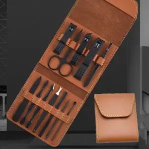 ( )휴대용 슬림 가죽 손톱깎이 발톱 세트 위생 관리 손톱깍이 정리 네일 케어 튀지않는