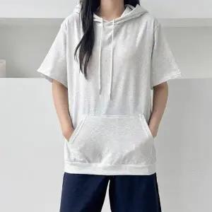 여자 베이직 기본 스타일 여름 후드 귀여운 패션 반팔 후드티 레이스 티셔츠 레이스티