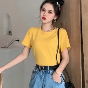 여자 컬러 기본 스타일 라운드넥 데일리 반팔티 여성 티셔츠 U넥 이너 여름 얇은 시원한