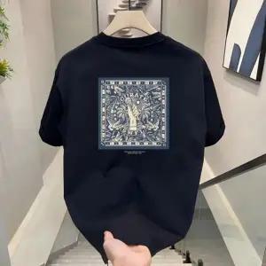 여자 도톰한 소재 순면 300g 그래픽 반팔 티셔츠 여성 U넥 라운드 반팔티 이너 여름