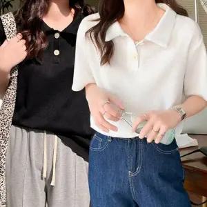 여자 기본 와플 짜임 여름 외출 카라 반팔 티셔츠 여성 라운드 반팔티 카라반팔티 얇은