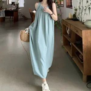 여름 여름 코튼 시원한 민소매 나시 롱원피스 루즈핏