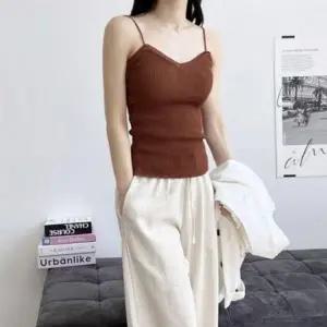 레이어드 골지 여름 끈나시 니트 브이넥 이너 봄 봄 가을 여름 여성 여자